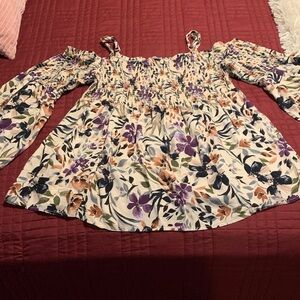 Torrid Size 1 Floral Cold Shoulder Babydoll Top EXCELLENT